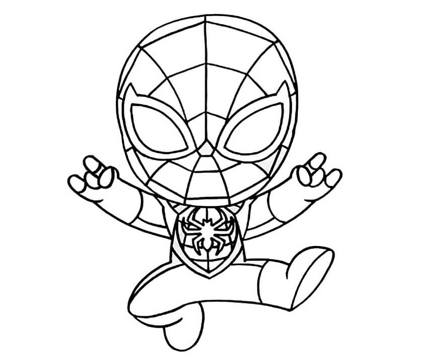 Chibi spiderman jumping spiderman coloring marvel coloring superhero coloring pages