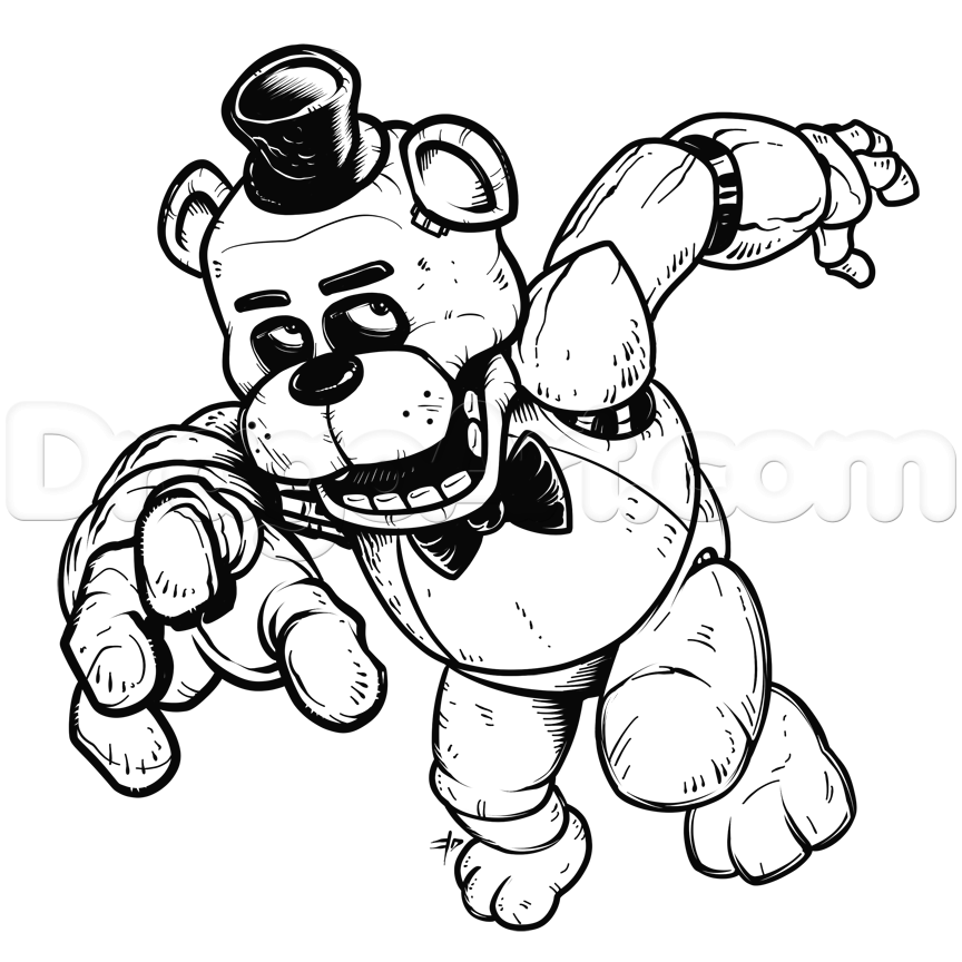 How to draw freddy fazbear five nights at freddys step by step video game characters pop culture free onâ fnaf coloring pages coloring books coloring pages