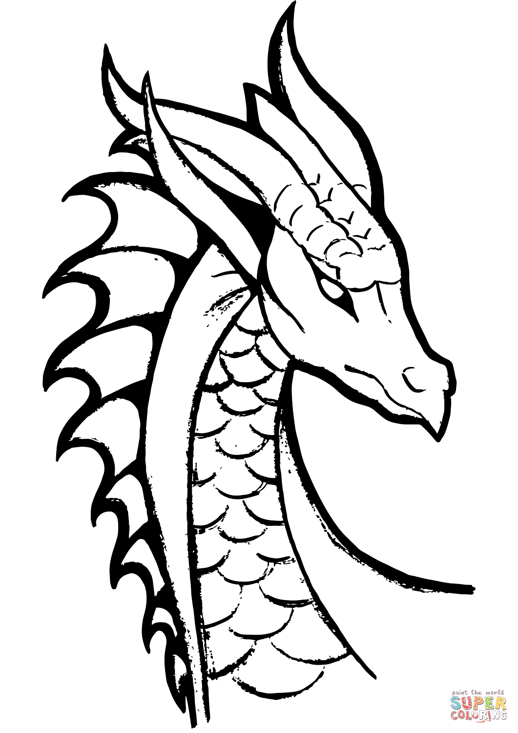 Dragon head coloring page free printable coloring pages