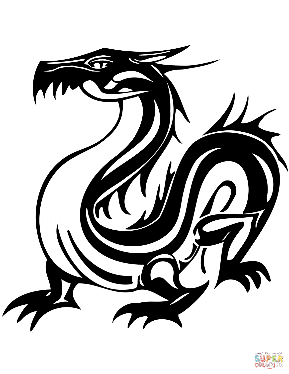 Oriental dragon tattoo coloring page free printable coloring pages