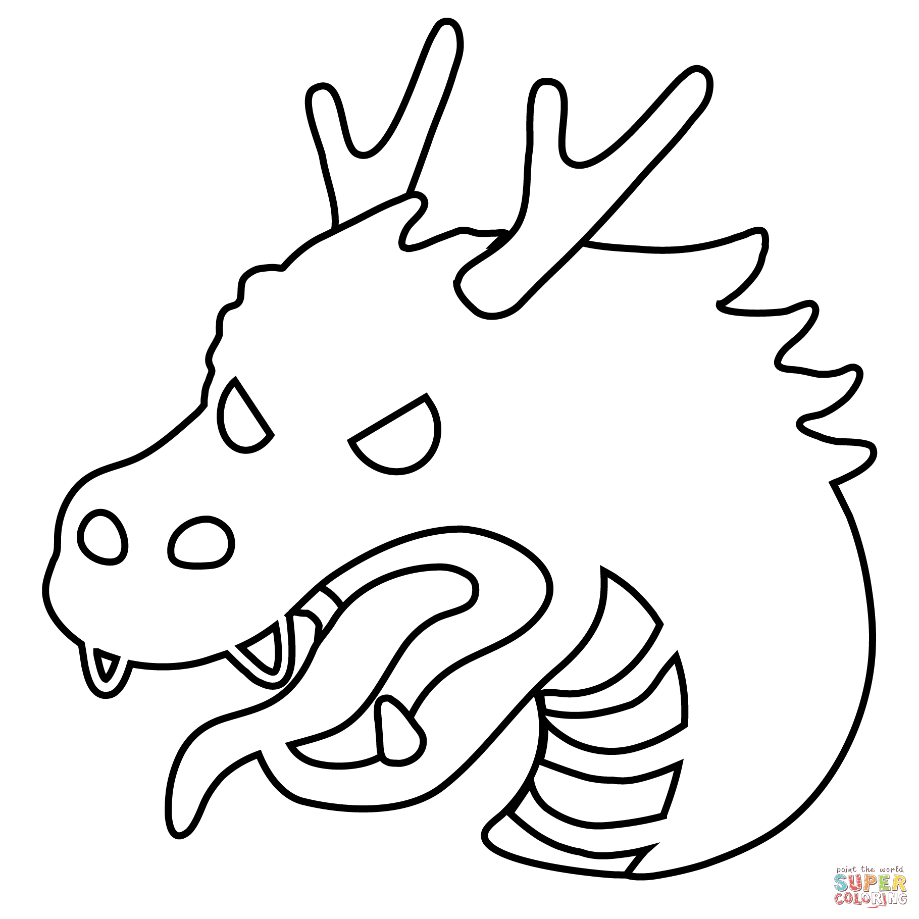 Dragon face emoji coloring page free printable coloring pages