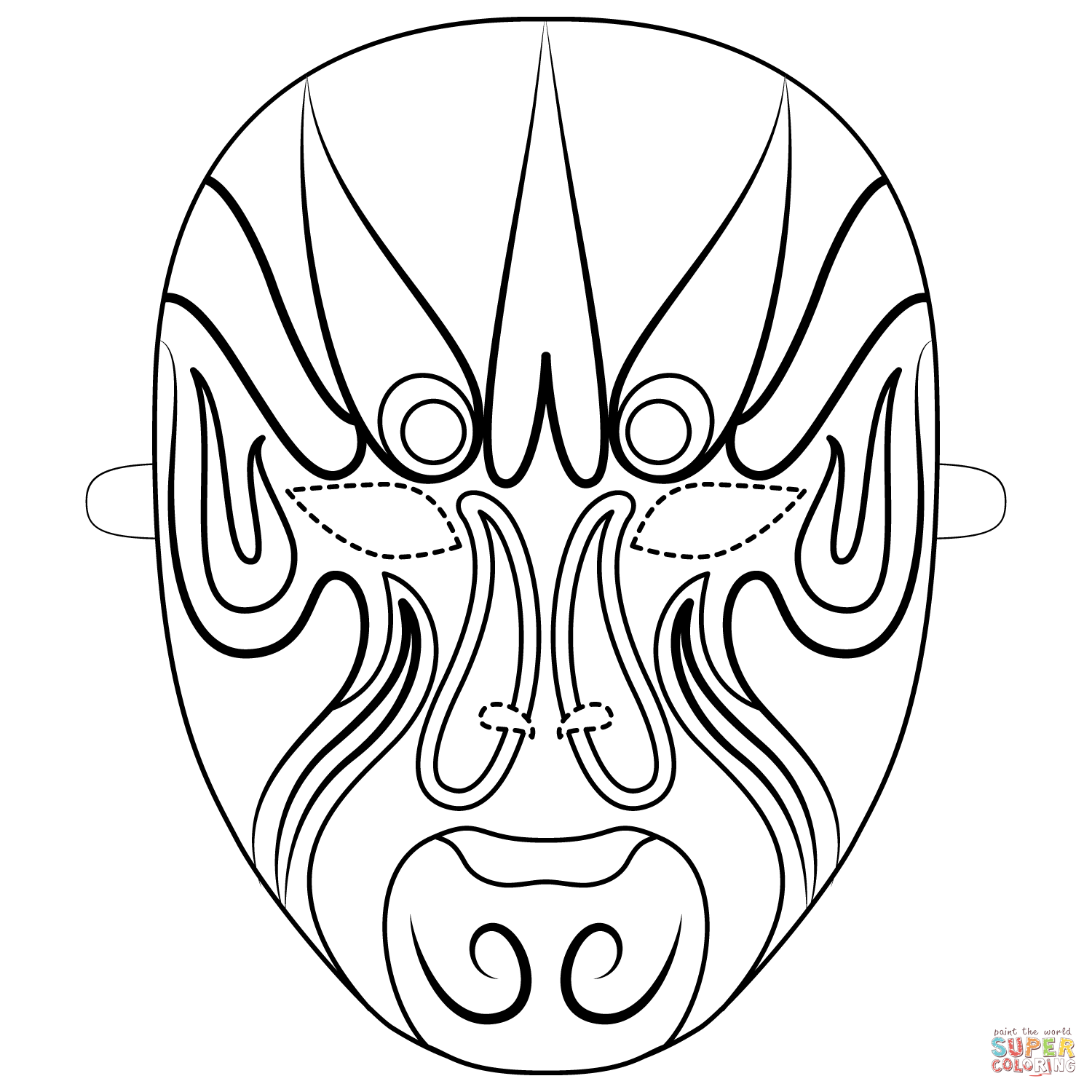 Chinese opera mask coloring page free printable coloring pages