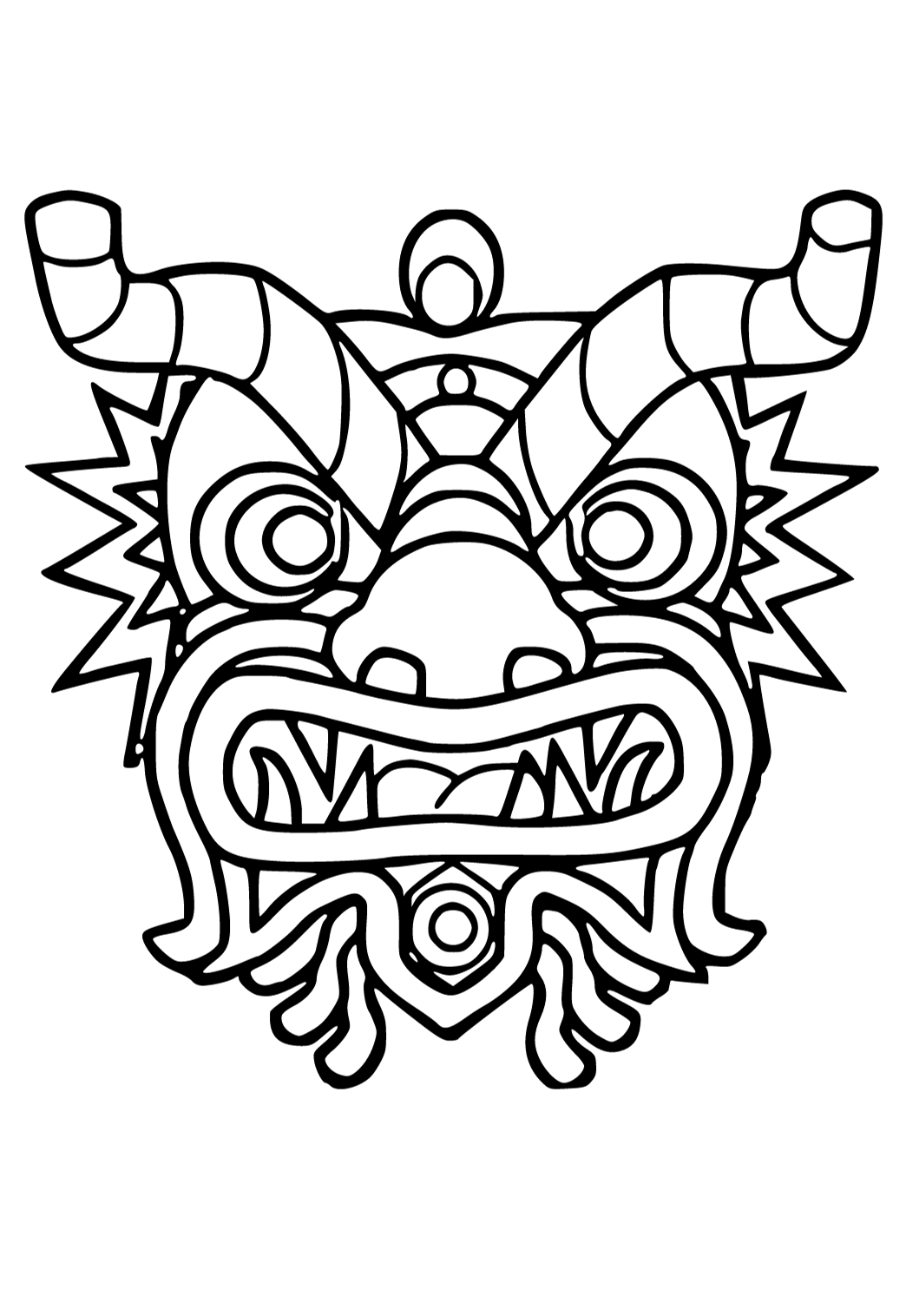 Free printable chinese new year mask coloring page for adults and kids