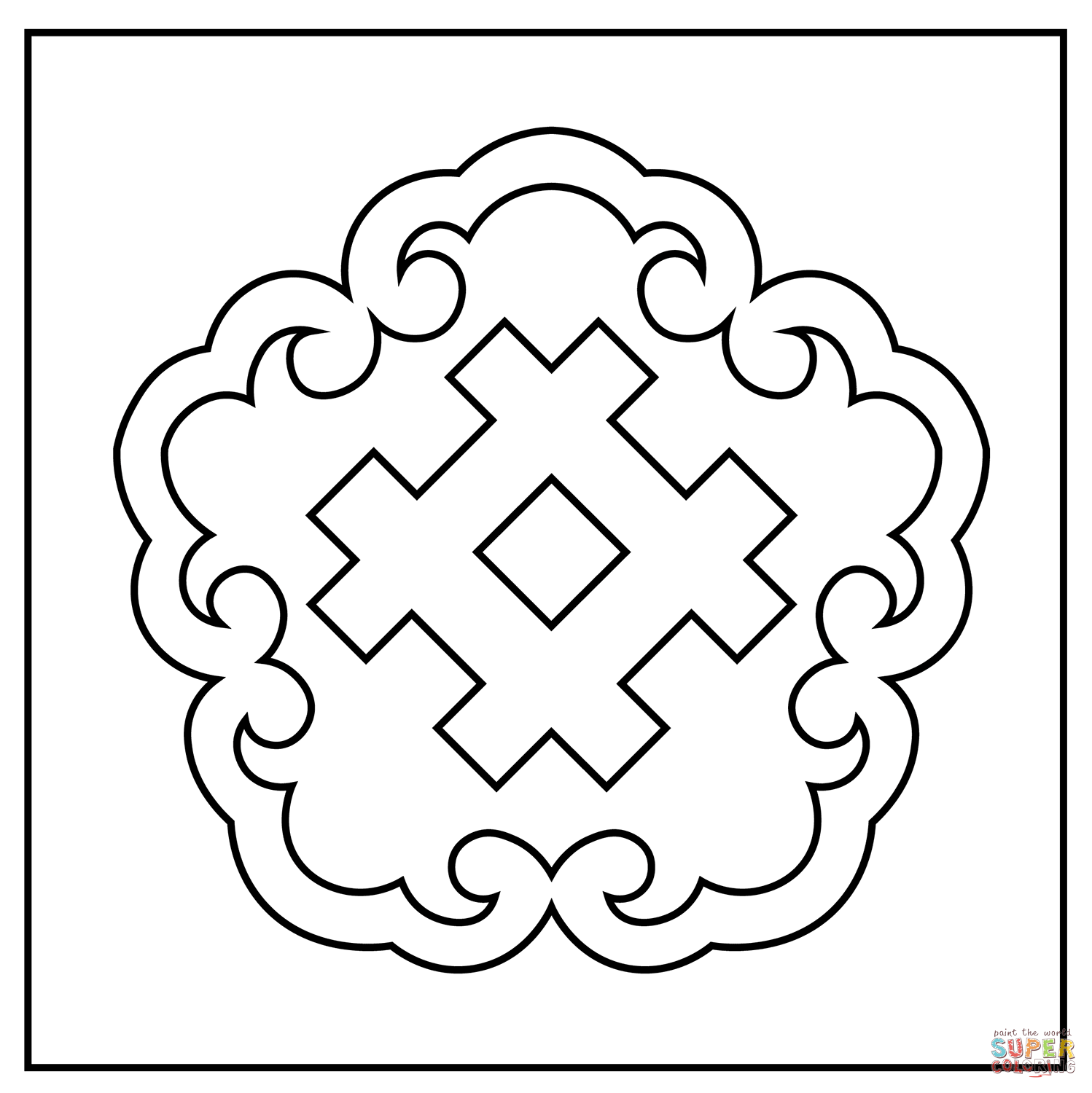Chinese and japanese pattern coloring page free printable coloring pages