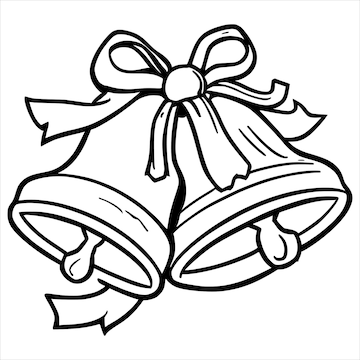 Premium vector bells with ribbon coloring pages for kids