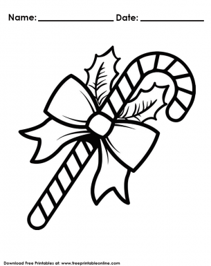 Candy cane coloring page worksheet