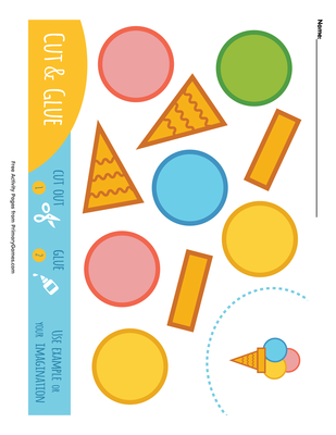 Ice cream cone cut and glue activity page â free printable pdf from