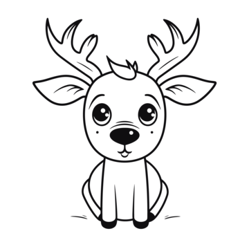 Cute reindeer outline png vector psd and clipart with transparent background for free download
