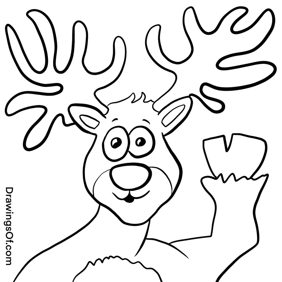 Reindeer drawing cute easy cartoon instructions
