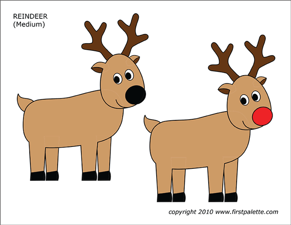 Christmas reindeer free printable templates coloring pages