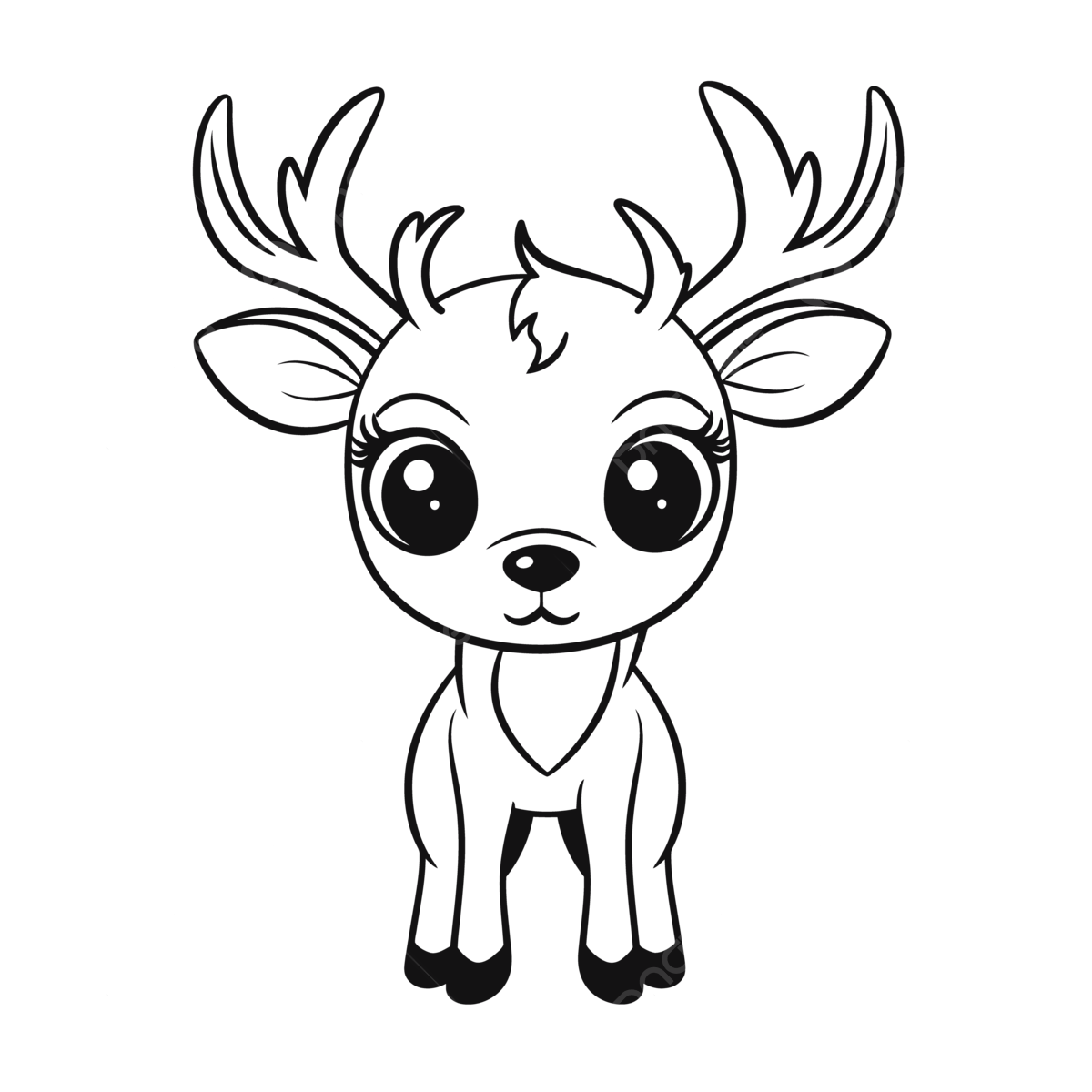 Black and white cartoon deer coloring page with eyes outline sketch drawing vector car drawing cartoon drawing deer drawing png and vector with transparent background for free download