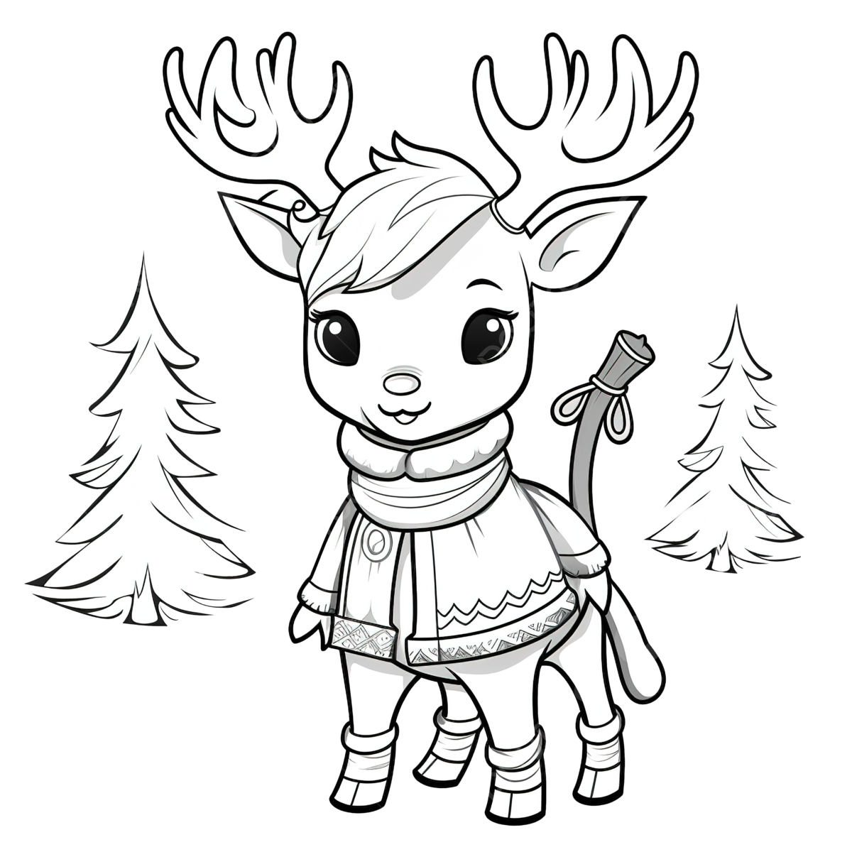 Coloring book with a unicorn deer christmas characters collection with a hat and scarf christmas drawing car drawing book drawing png transparent image and clipart for free download