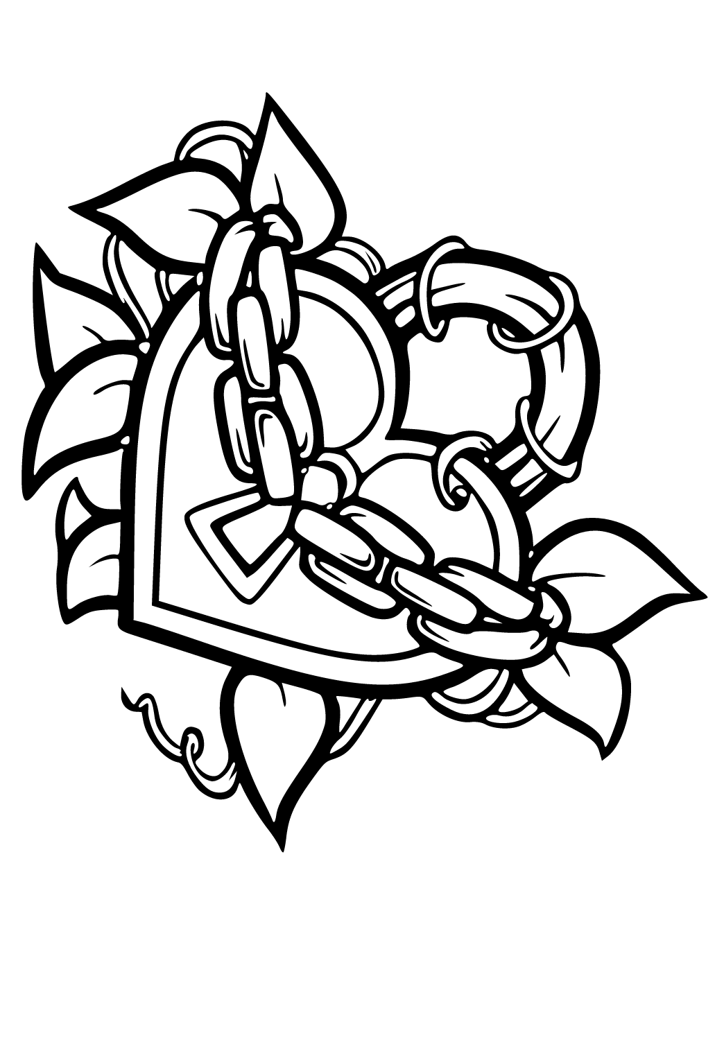 Free printable graffiti heart coloring page for adults and kids