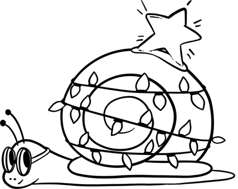 Snail with christmas lights coloring page free printable coloring pages