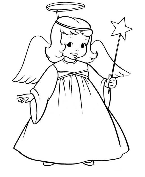 Winged angels with magic wand coloring page angel coloring pages coloring pages for kids coloring pages