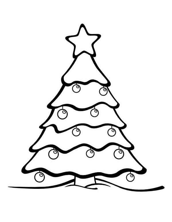 Gorgeous christmas tree on winter season coloring page coloring page