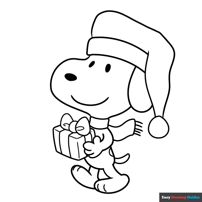 Christmas snoopy coloring page easy drawing guides