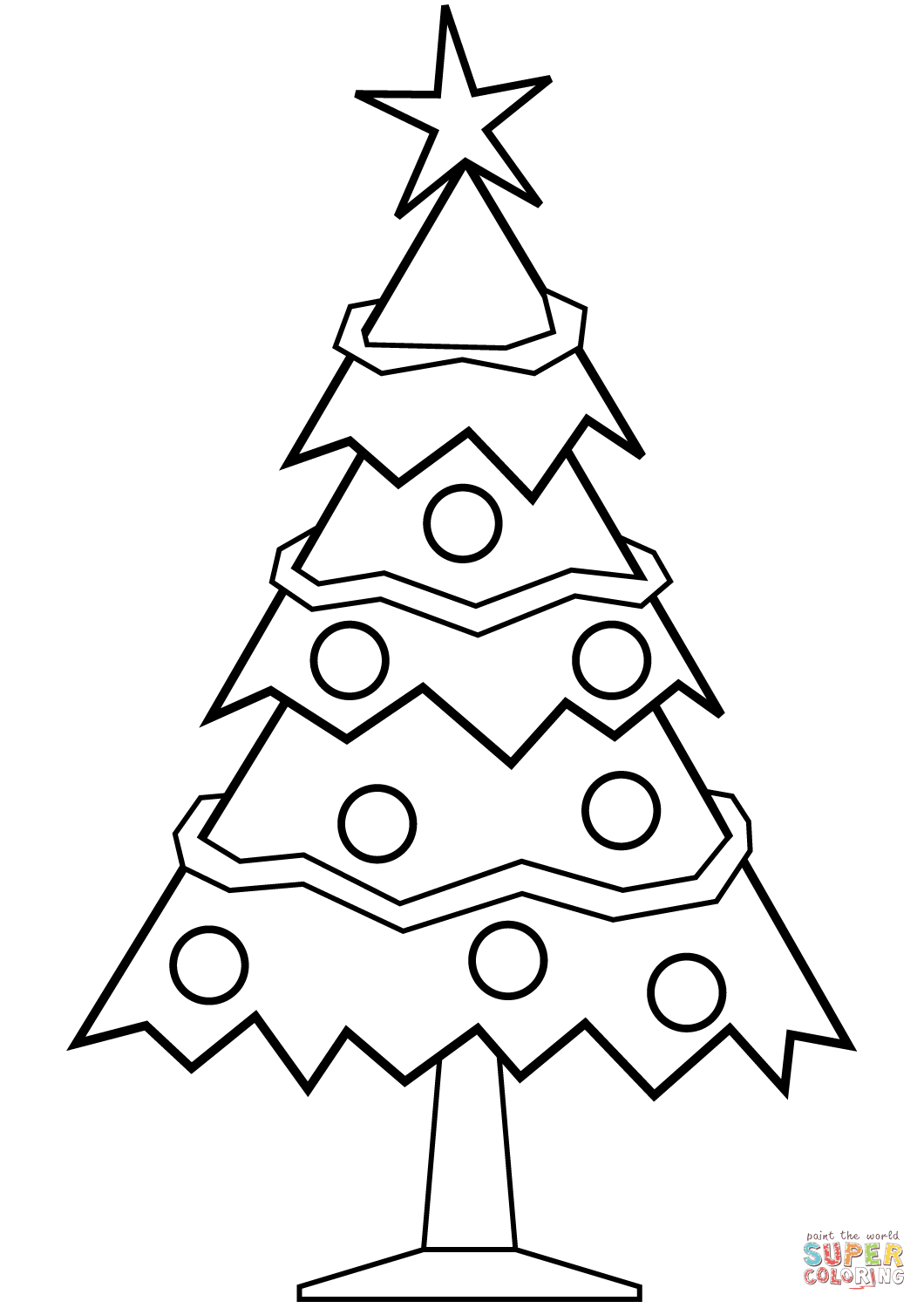 Simple christmas tree coloring page free printable coloring pages