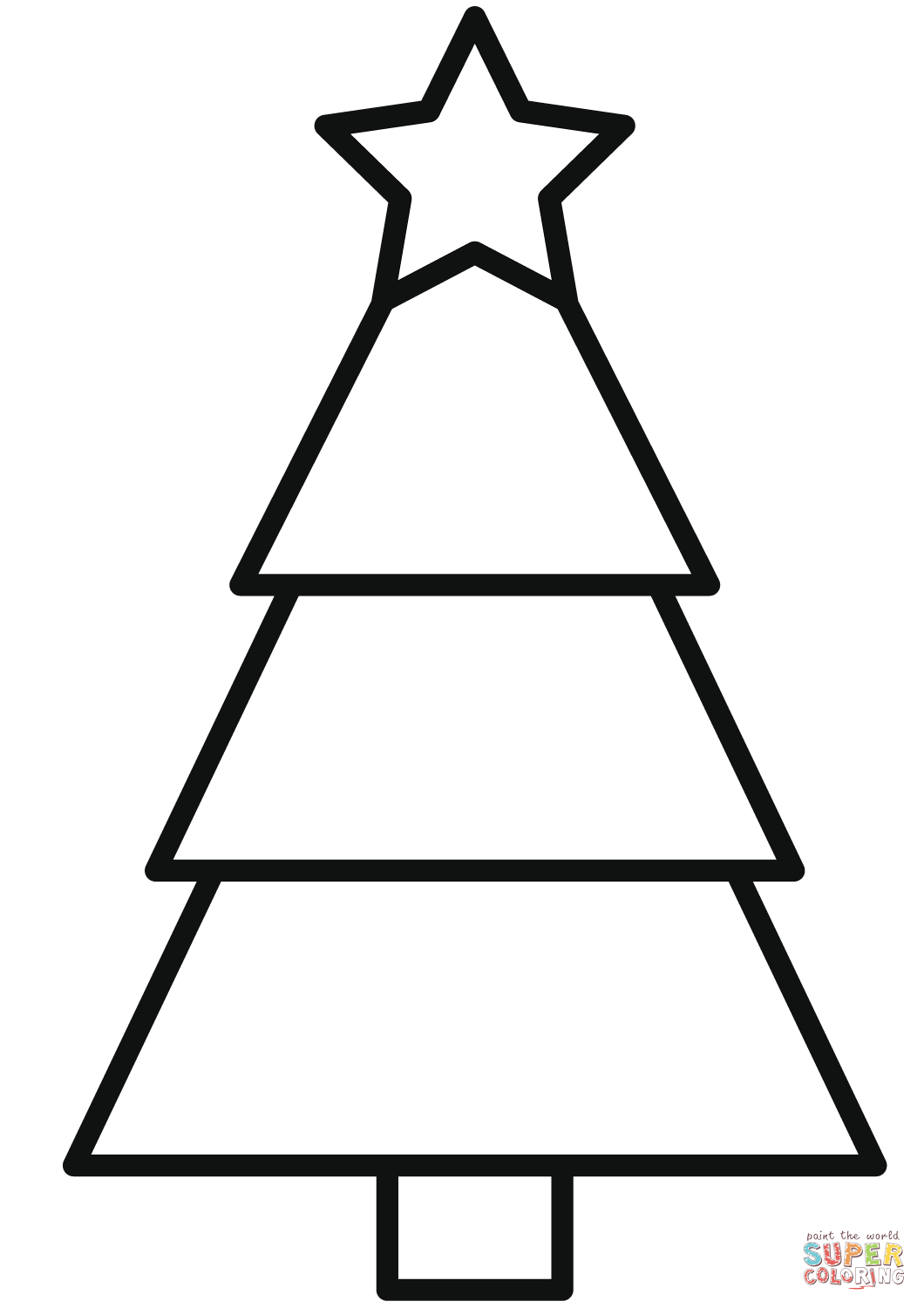 Simple christams tree coloring page free printable coloring pages