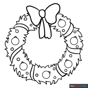 Christmas wreath coloring page easy drawing guides