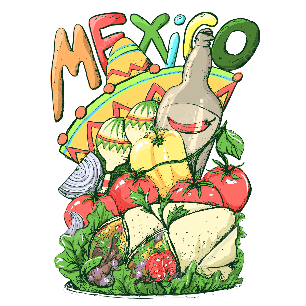 Cinco de mayo vector art png mexico food sketch cinco de mayo celebration mexica mexico mexican food png image for free download