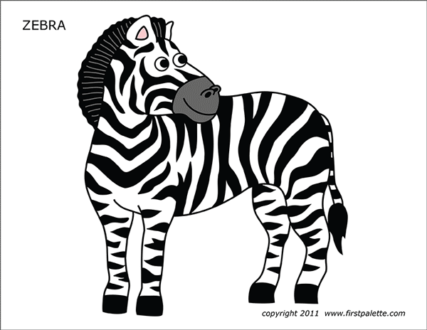 Zebra free printable templates coloring pages