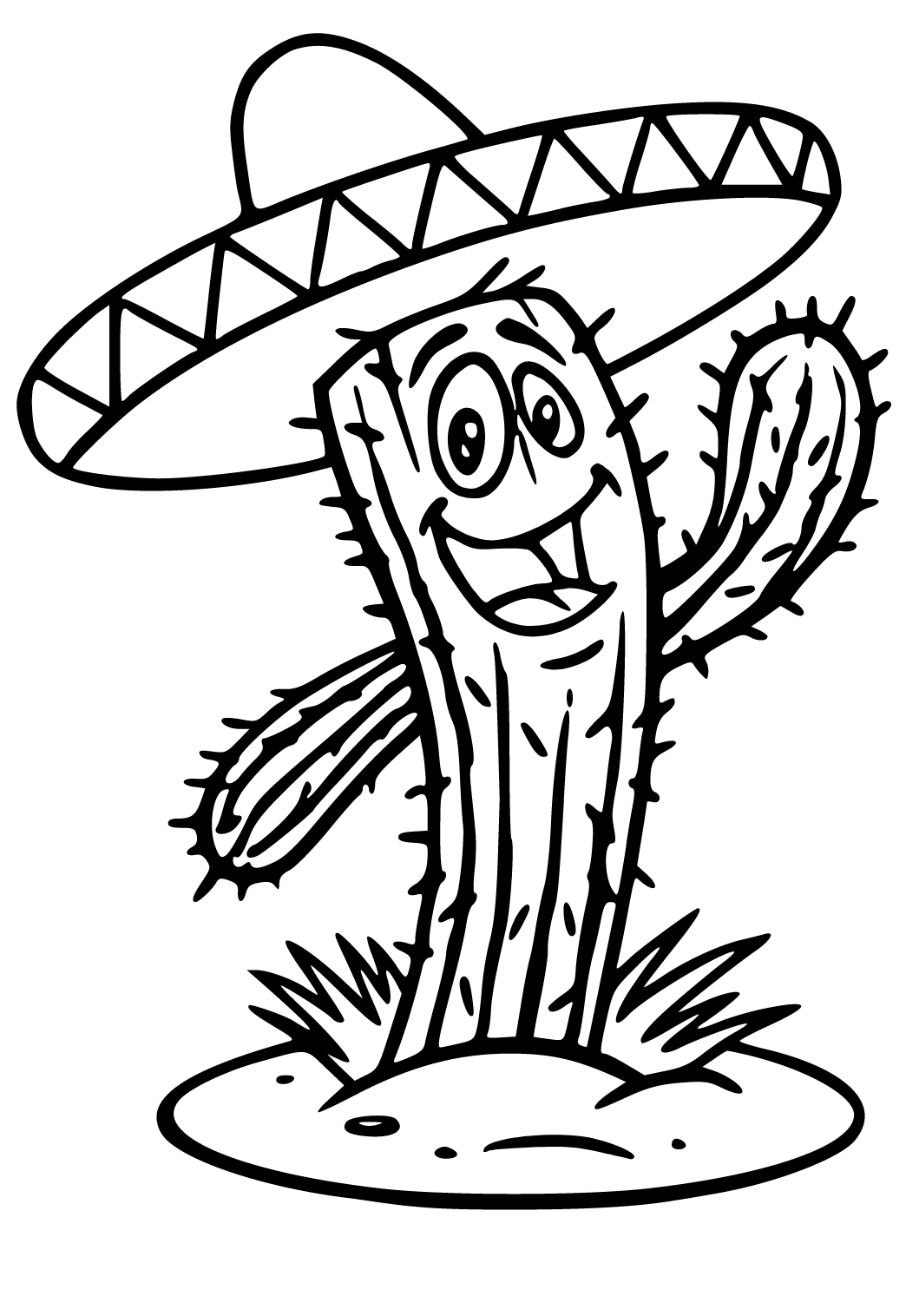 Free printable cinco de mayo cactus coloring page for adults and kids