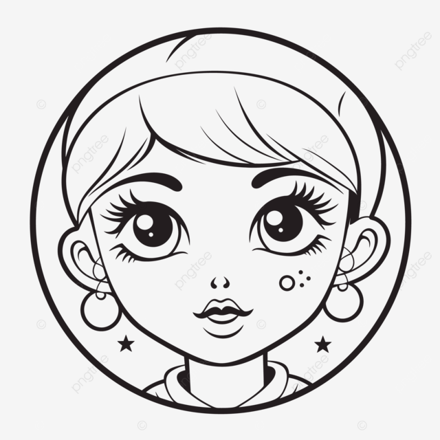 Cute cartoon girl in a circle coloring page outline sketch drawing vector car drawing cartoon drawing wing drawing png and vector with transparent background for free download