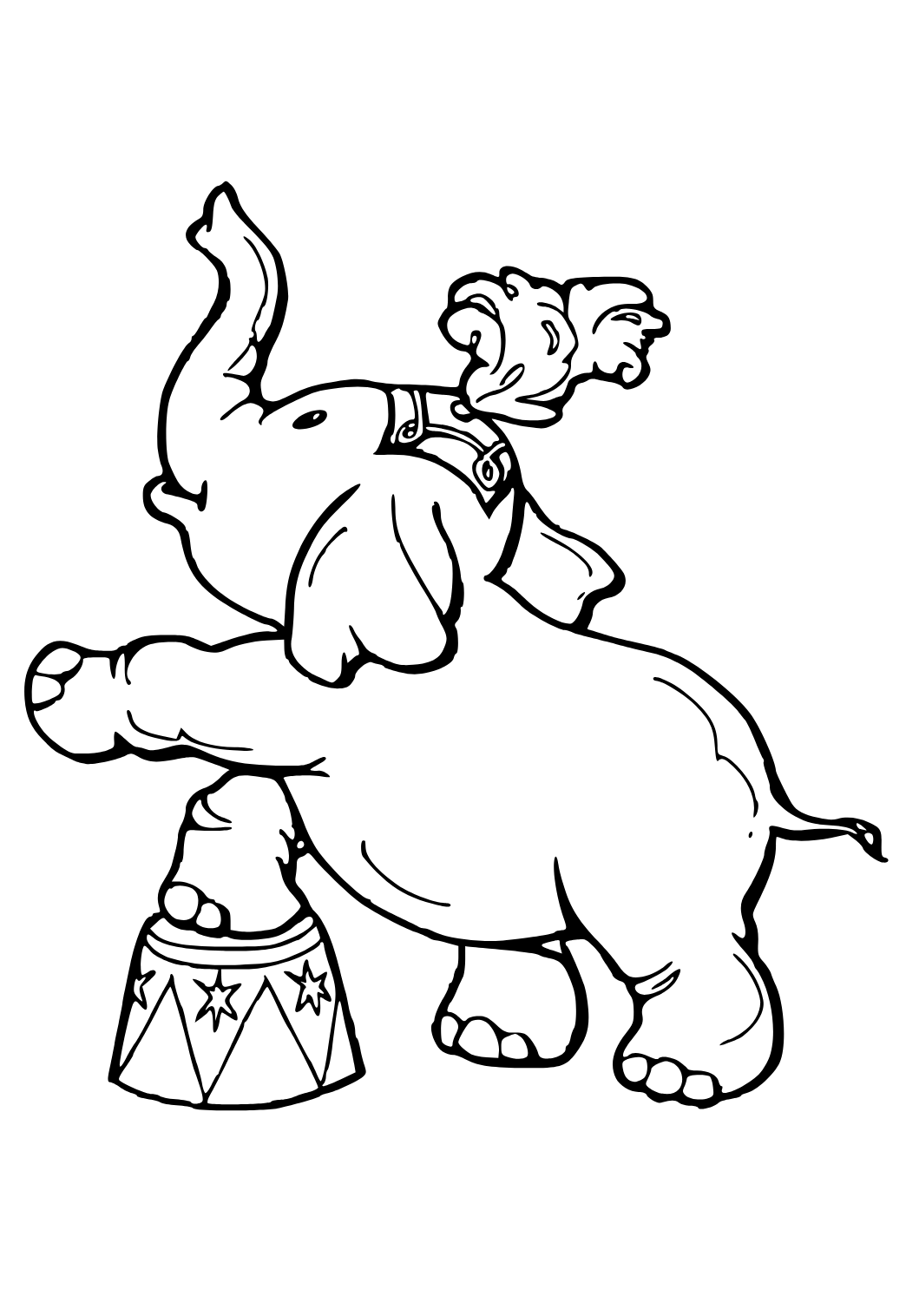 Free printable circus elephant coloring page for adults and kids