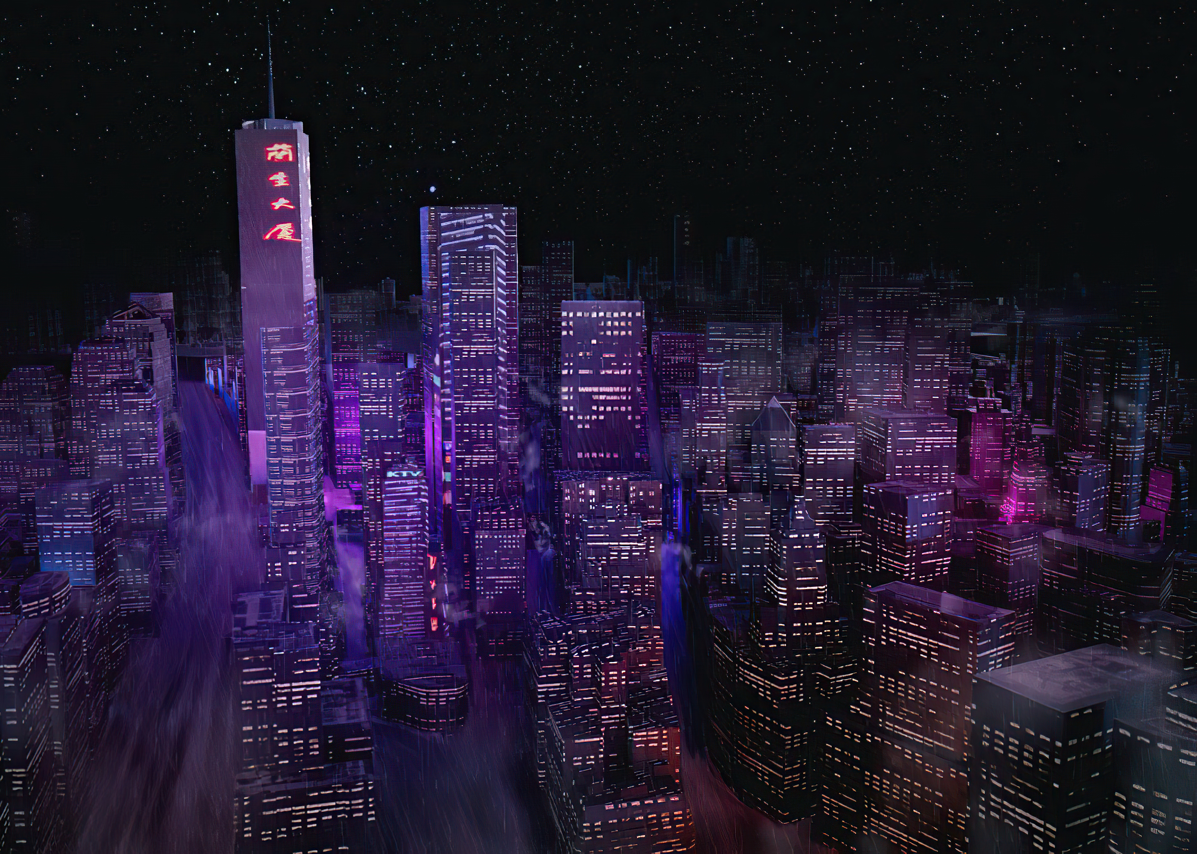 Night city buildings minimal k hd artist k wallpapers images backgrounds photos and pictures