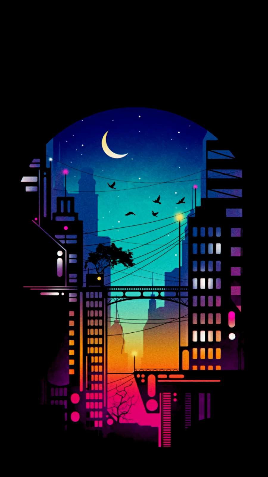 City at night iphone wallpaper