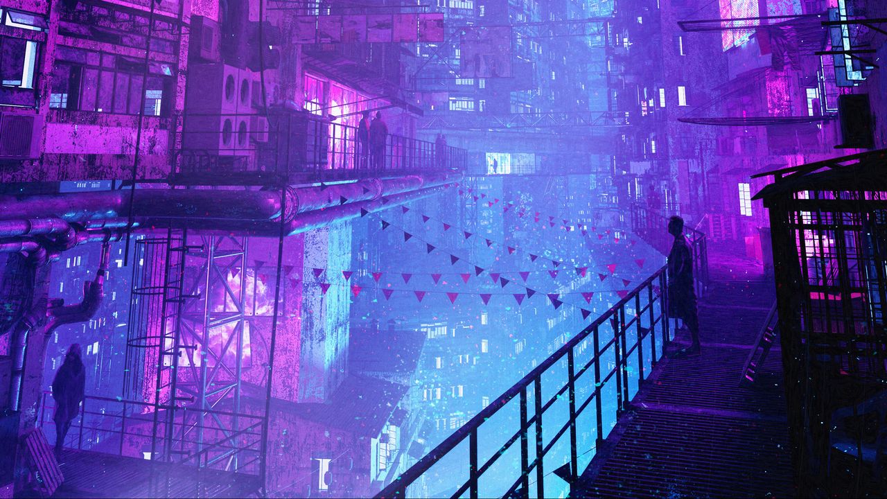 Download wallpaper x city night buildings light neon dark hd hdv p hd background