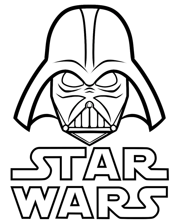 Star wars logo and vader on a unique coloring page sheet books