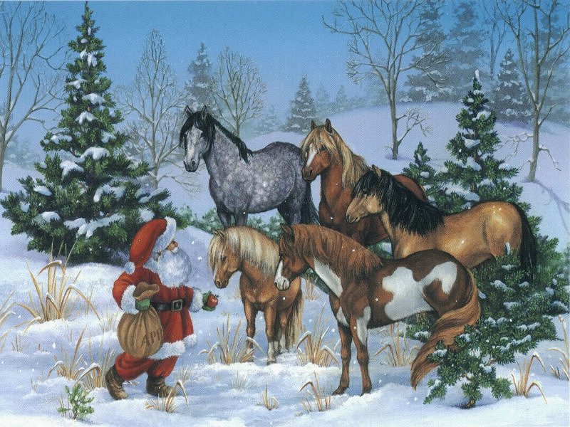 Christmas horse wallpaper free