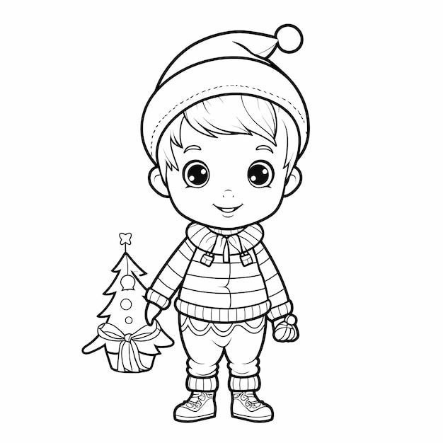 Premium ai image coelon christmas tree fun simple coloring page for toddlers and children