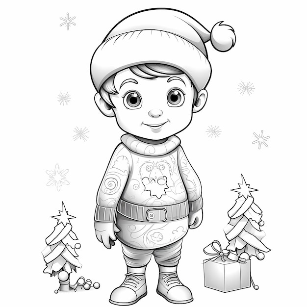 Premium ai image coelon christmas tree fun simple coloring page for toddlers and children