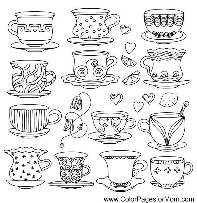 Coffee coloring page coloring pages tea cup drawing tea cups