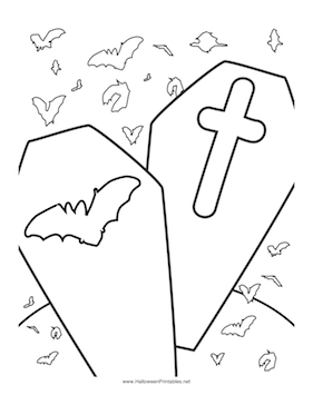 Halloween coffins coloring page