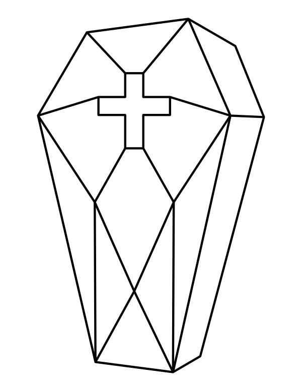 Printable geometric coffin coloring page