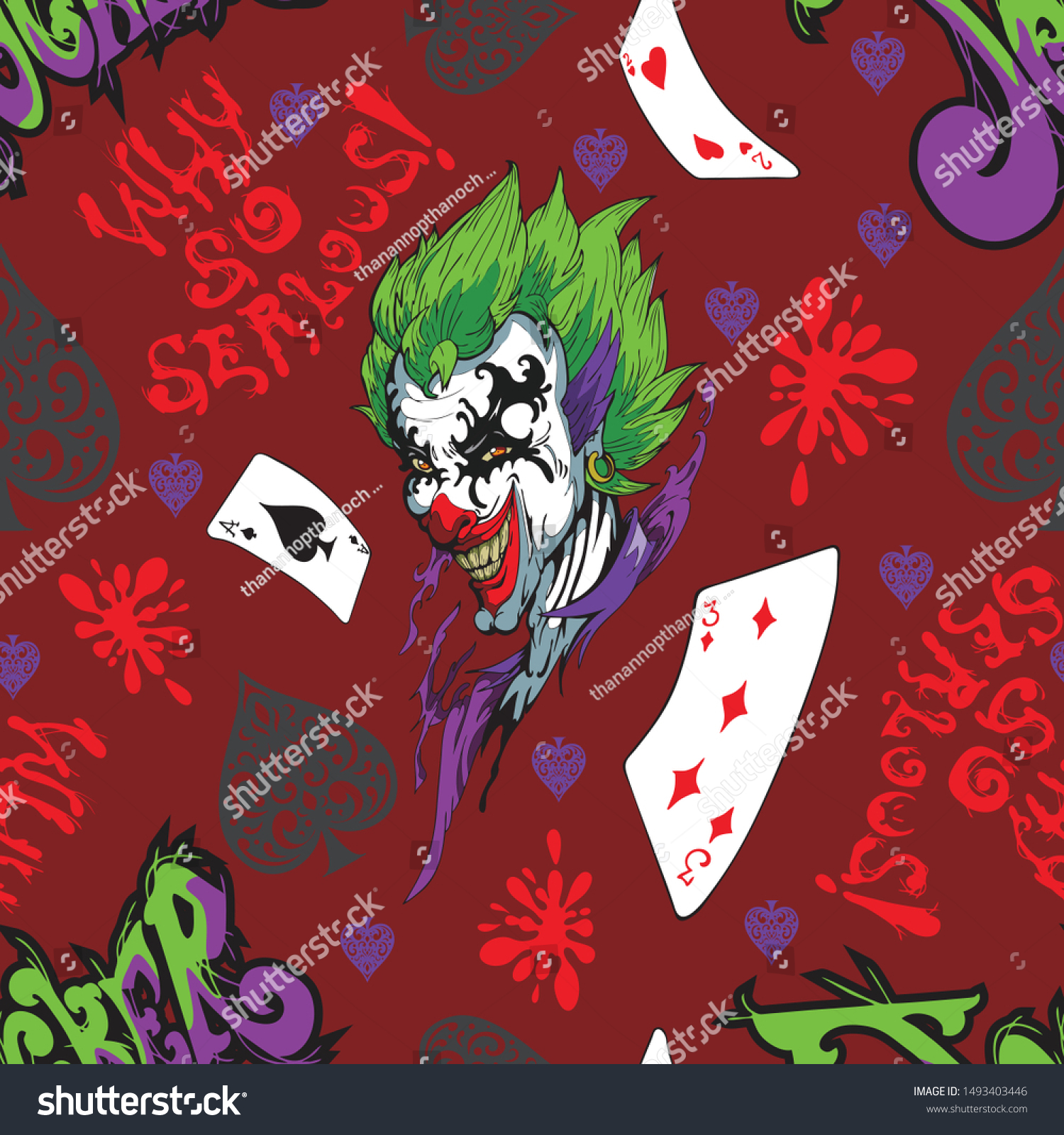 Joker card seamless pattern typhography colorful stock vector royalty free
