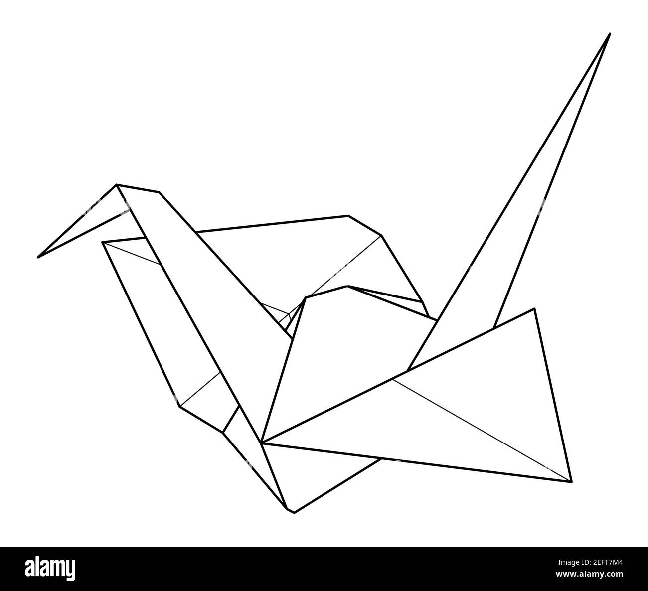 Grulla de papel origami imãgen de stock en blanco y negro