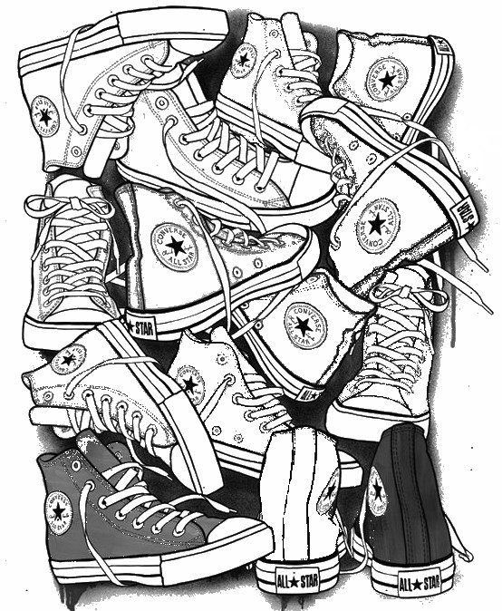 Art therapy coloring page shoes converse all star