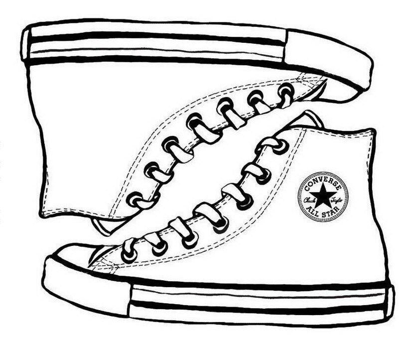 Converse sketch drawing coloring page shoes halaman mewarnai sketsa sepatu converse