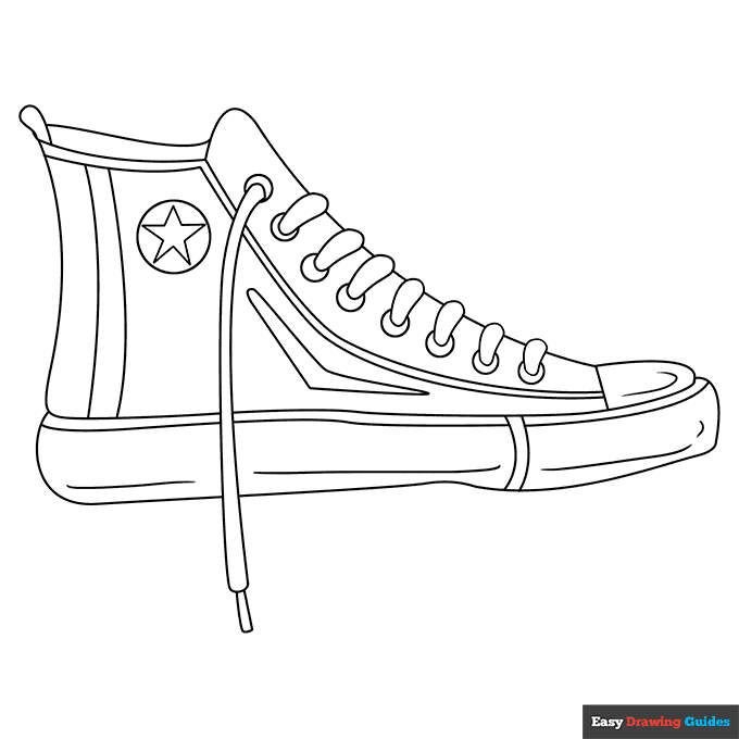 Converse coloring page easy drawing guides