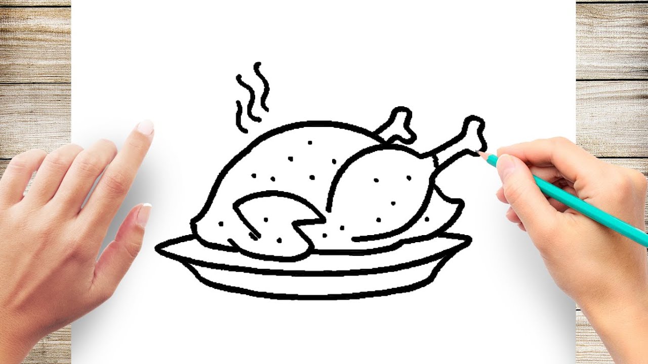 How to draw cooked turkey step by step