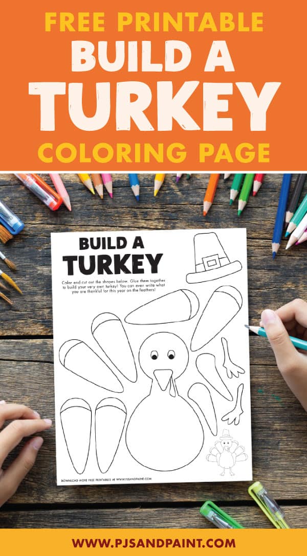 Free printable build a turkey coloring page