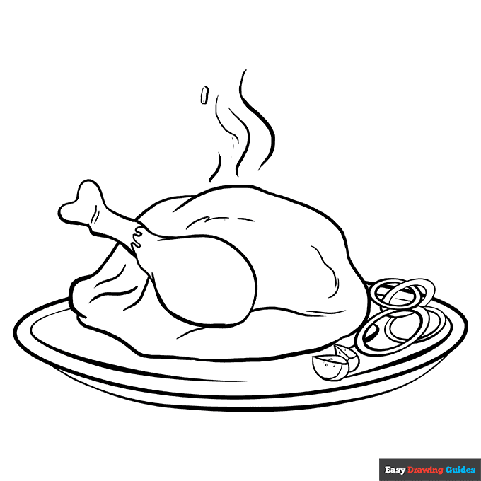 Turkey dinner coloring page easy drawing guides