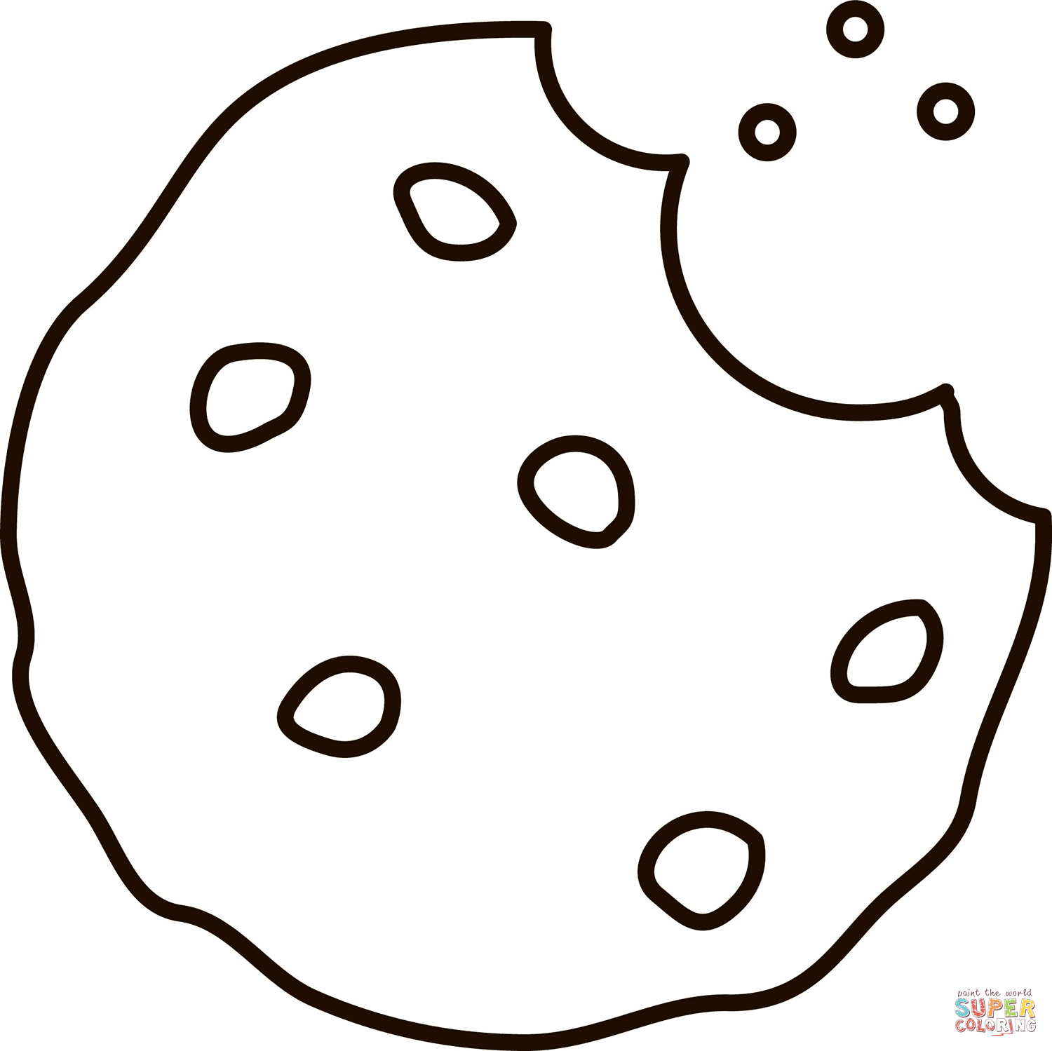 Chocolate chip cookie coloring page free printable coloring pages