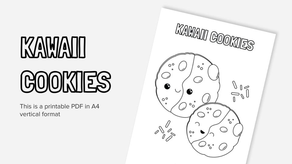 Kawaii cookies printable coloring worksheet