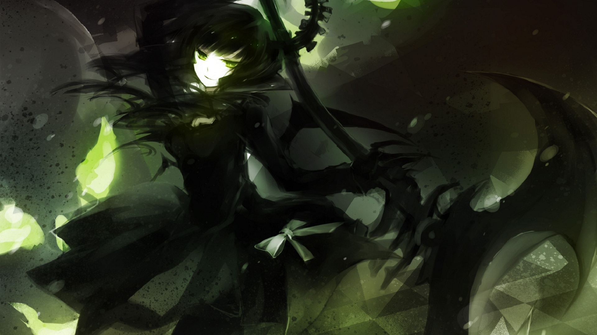 Wallpaper id cool green dark anime girl lady free download